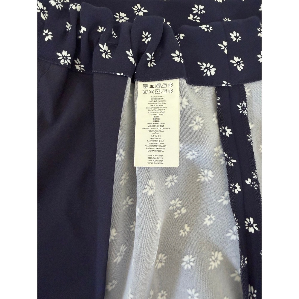 Michael Kors Navy Blue Floral Daisy Drawstring Shorts Side Zip Pocket Size 2 - Picture 8 of 9
